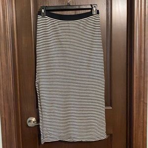 Gap Black And White Striped Midi Skirt